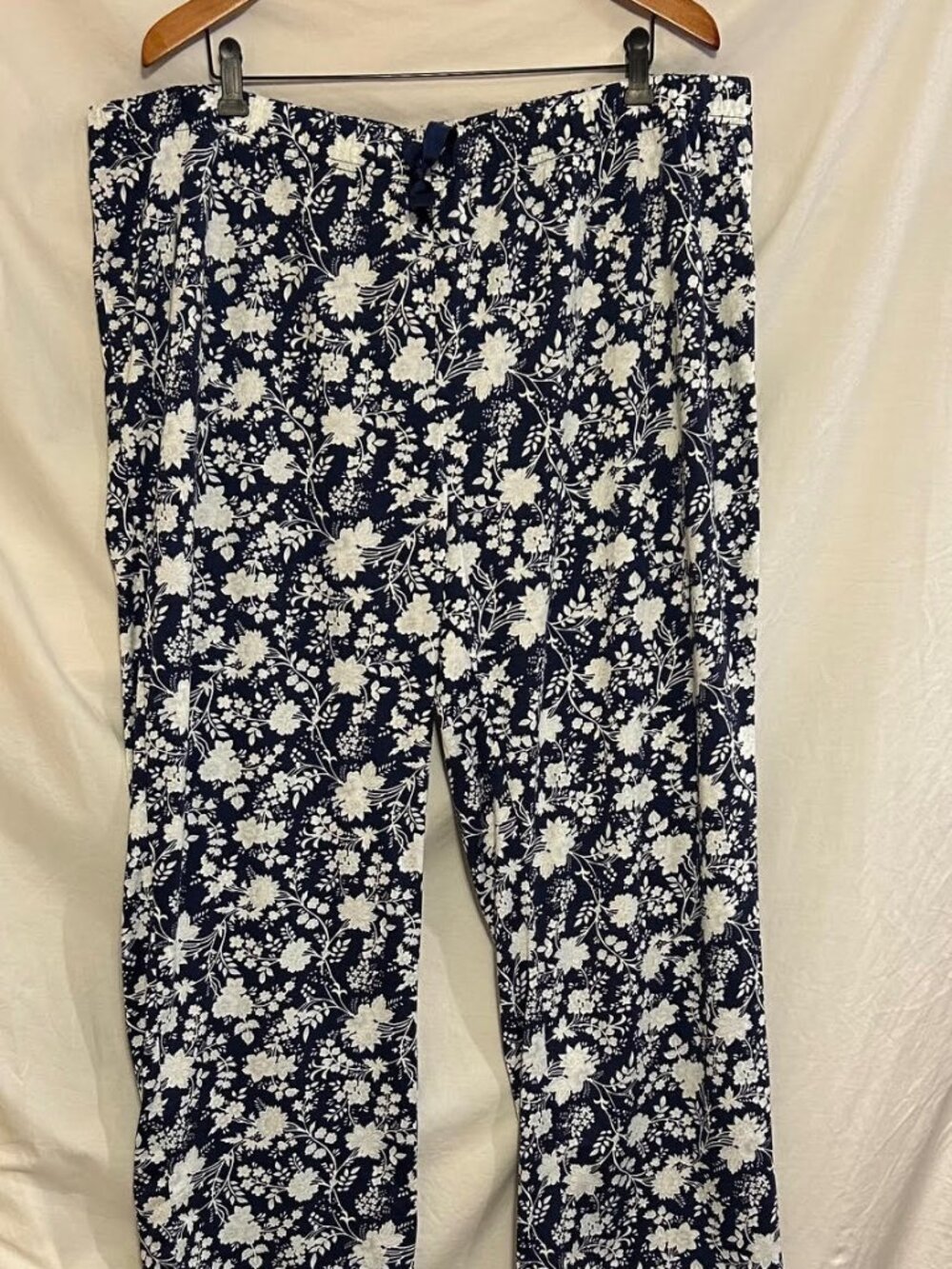 Lands' End Womens XXL Dark Navy Blue Floral Pajama Lounge Pants